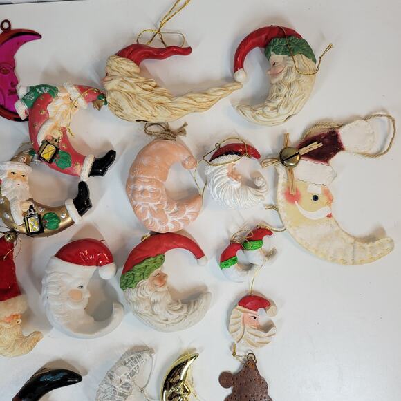 Vintage Moon Santa Claus Ornaments Christmas Tree Anthropomorphic Crescents 24 - Picture 9 of 16